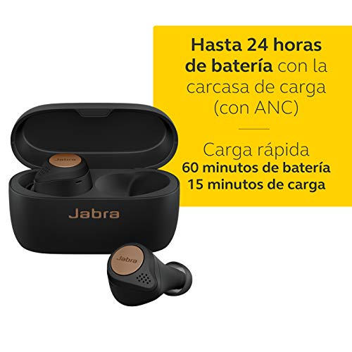 Jabra Elite Active 75t Amazon Edition - Auriculares deportivos inalámbricos con Cancelación Activa de Ruido y batería de larga duración para llamadas y música – Negro Cobre