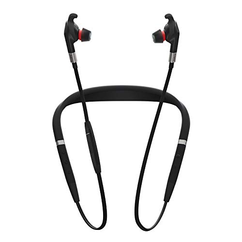 Jabra Evolve 75e UC - Auriculares Inalámbricos Optimizados para Comunicaciones Unificadas, Batería de Larga Duración, Cinta Vibratoria para el Cuello y Luz "Busylight", Negro