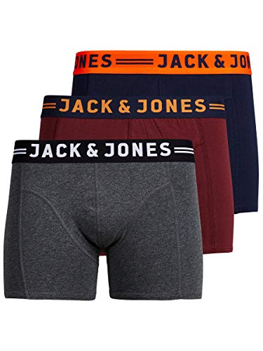 JACK & JONES JACLICHFIELD TRUNKS 3 PACK, Bóxer Hombre, Multicolor (Burgundy), Large JACK & JONES JACLICHFIELD TRUNKS 3 PACK, Bóxer Hombre, Multicolor (Burgundy), Large