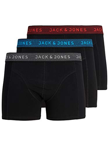 JACK & JONES JACWAISTBAND TRUNKS 3 PACK NOOS Bóxer, Gris (Asphalt Detail:hawaian Ocean & Fiery Red), Small (Pack de 3) para Hombre