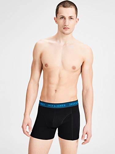 JACK & JONES JACWAISTBAND TRUNKS 3 PACK NOOS Bóxer, Gris (Asphalt Detail:hawaian Ocean & Fiery Red), X-Large (Pack de 3) para Hombre