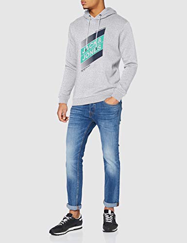 Jack & Jones JCODEFENDER Sweat Hood FST Sudadera con Capucha, Gris Claro Mezclado New Light Grey Melange, M para Hombre