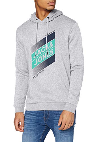 Jack & Jones JCODEFENDER Sweat Hood FST Sudadera con Capucha, Gris Claro Mezclado New Light Grey Melange, M para Hombre