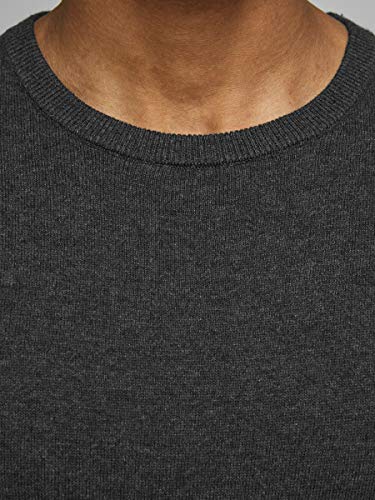 Jack & Jones Jjebasic Knit Crew Neck Noos suéter, Gris (Dark Grey Melange Dark Grey Melange), Large para Hombre