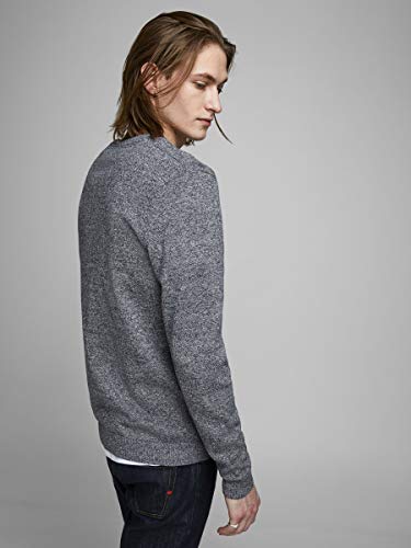 Jack & Jones Jjebasic Knit V-Neck Noos suéter, Gris (Navy Blazer Detail: Twisted with Jet Stream), Large para Hombre