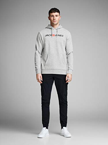 Jack & Jones Jjecorp Logo Sweat Hood Noos Capucha, Gris (Light Grey Melange Detail:reg Fit - Melange), X-Small para Hombre