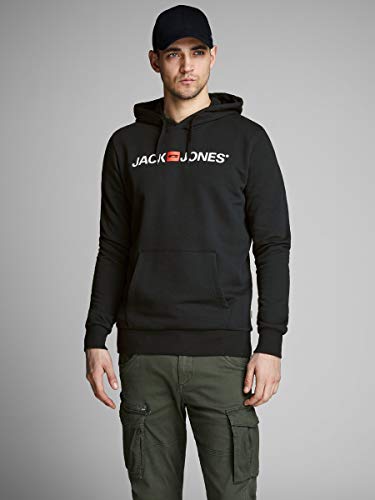 Jack & Jones Jjecorp Logo Sweat Hood Noos Capucha, Negro (Black Detail:reg Fit), Small para Hombre