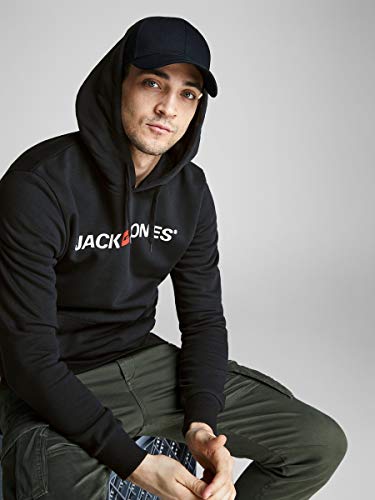 Jack & Jones Jjecorp Logo Sweat Hood Noos Capucha, Negro (Black Detail:reg Fit), Small para Hombre