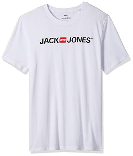 Jack & Jones Jjecorp Logo tee SS Crew Neck Noos Camiseta, Blanco (White Detail: Slim Fit), X-Large para Hombre