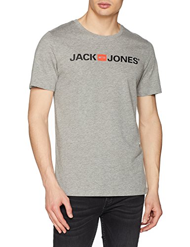 Jack & Jones Jjecorp Logo tee SS Crew Neck Noos Camiseta, Gris (Light Grey Melange Detail: Slim Fit - Melange), Small para Hombre