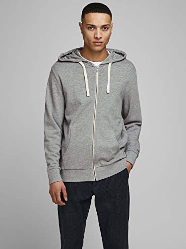 Jack & Jones Jjeholmen Sweat Zip Hood Noos Sudadera, Gris (Light Grey Melange), X-Large para Hombre