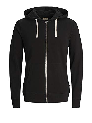 Jack & Jones Jjeholmen Sweat Zip Hood Noos Sudadera, Negro (Black), Medium para Hombre