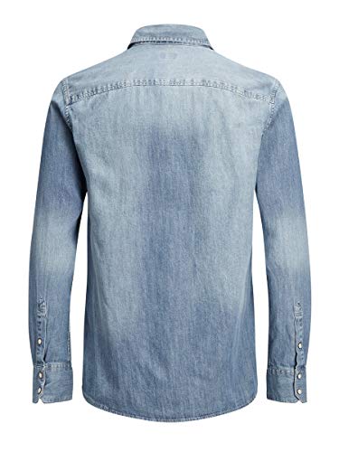 Jack & Jones Jjesheridan Shirt L/s Camisa Vaquera, Azul (Medium Blue Denim Fit:Slim), Hombre