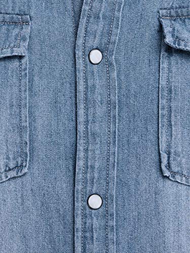 Jack & Jones Jjesheridan Shirt L/s Camisa Vaquera, Azul (Medium Blue Denim Fit:Slim), Hombre Jack & Jones Jjesheridan Shirt L/s Camisa Vaquera, Azul (Medium Blue Denim Fit:Slim), Hombre