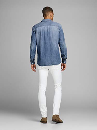 Jack & Jones Jjesheridan Shirt L/s Camisa Vaquera, Azul (Medium Blue Denim Fit:Slim), Hombre Jack & Jones Jjesheridan Shirt L/s Camisa Vaquera, Azul (Medium Blue Denim Fit:Slim), Hombre