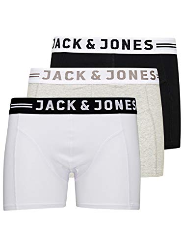 JACK & JONES SENSE TRUNKS 3-PACK Bóxer, Gris (Light Grey Melange), Medium (Pack de 3) para Hombre