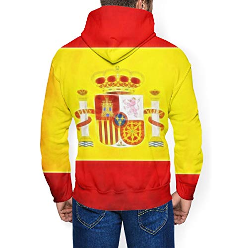 Jacklee Sudadera con Capucha y Forro Polar para Hombre, diseño de la Bandera de España Negro Negro (XXXL