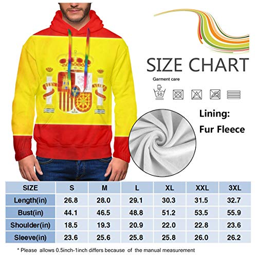 Jacklee Sudadera con Capucha y Forro Polar para Hombre, diseño de la Bandera de España Negro Negro (XXXL