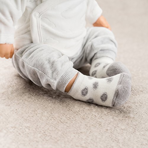 Jacobs Calcetines de recién nacido/Patucos bebé de algodón - Lote 6 pares (0-3 meses), Certificado Oeko-Tex Standard 100 - Color: Gris, Crudo Jacobs Calcetines de recién nacido/Patucos bebé de algodón - Lote 6 pares (0-3 meses), Certificado Oeko-Tex Standard 100 - Color: Gris, Crudo
