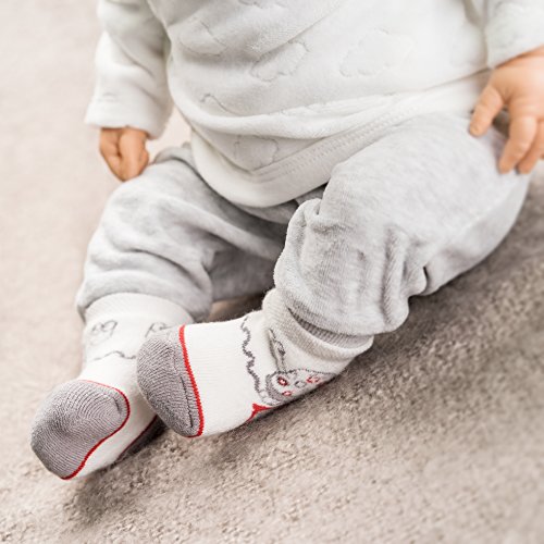 Jacobs Calcetines de recién nacido/Patucos bebé de algodón - Lote 6 pares (0-3 meses), Certificado Oeko-Tex Standard 100 - Color: Gris, Crudo Jacobs Calcetines de recién nacido/Patucos bebé de algodón - Lote 6 pares (0-3 meses), Certificado Oeko-Tex Standard 100 - Color: Gris, Crudo