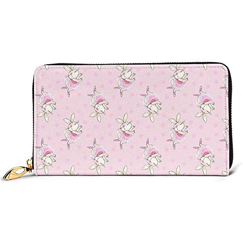 Jacque Dusk Billetera De Cuero Ballet Bunny Pink Carteras para Hombres Mujeres Largo De Cuero Chequera Titular De La Tarjeta Monedero Cremallera Hebilla Elegante Clutch Damas Monedero