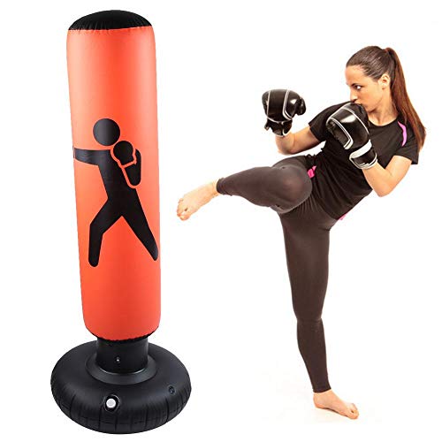 Jadeshay Saco de Arena Inflable - Saco de Arena de Boxeo de 160 cm de pie Independiente para Adultos Niños(Naranja) Jadeshay Saco de Arena Inflable - Saco de Arena de Boxeo de 160 cm de pie Independiente para Adultos Niños(Naranja)