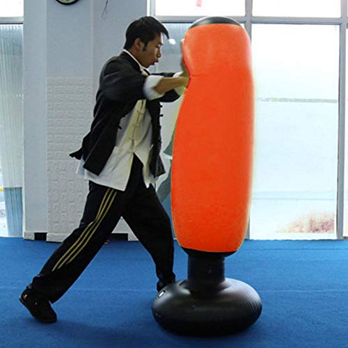 Jadeshay Saco de Arena Inflable - Saco de Arena de Boxeo de 160 cm de pie Independiente para Adultos Niños(Naranja)