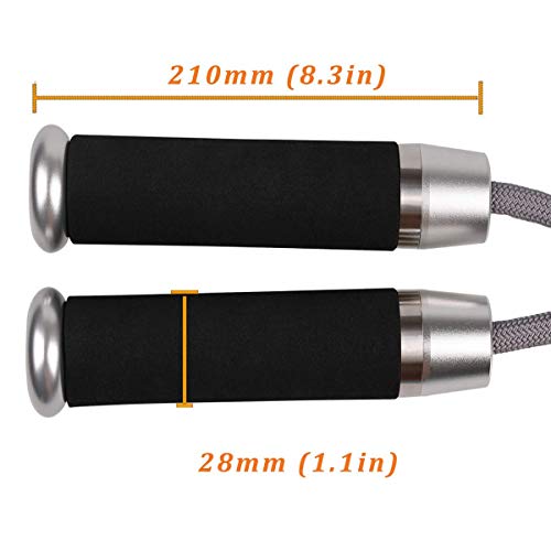 JAKAGO Cuerda de Saltar Profesional con Peso 1.41 LB Longitud Ajustable Cuerdas Rodamientos de Bolas Antideslizantes Asas para Ejercicio Pesado Boxeo Cardio Entrenamiento al Aire Libre (Plata, L) JAKAGO Cuerda de Saltar Profesional con Peso 1.41 LB Longitud Ajustable Cuerdas Rodamientos de Bolas Antideslizantes Asas para Ejercicio Pesado Boxeo Cardio Entrenamiento al Aire Libre (Plata, L)