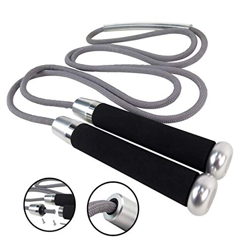 JAKAGO Cuerda de Saltar Profesional con Peso 1.41 LB Longitud Ajustable Cuerdas Rodamientos de Bolas Antideslizantes Asas para Ejercicio Pesado Boxeo Cardio Entrenamiento al Aire Libre (Plata, L) JAKAGO Cuerda de Saltar Profesional con Peso 1.41 LB Longitud Ajustable Cuerdas Rodamientos de Bolas Antideslizantes Asas para Ejercicio Pesado Boxeo Cardio Entrenamiento al Aire Libre (Plata, L)