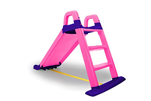 Jamara- Tobogán Funny Slide Rosa – de plástico Resistente, caño Antideslizante para aterrizajes Suaves, peldaños Anchos y Asas de Seguridad, Cuerda de estabilización, Color (460503)