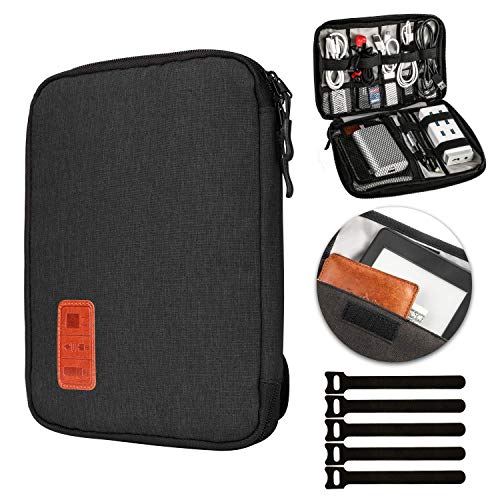 Jamber Electrónico Organizador de Cable Accesorios Bolsa para Cables Estuche Cables, para Cargador, Banco de energía, Tarjeta de Memoria,Negro