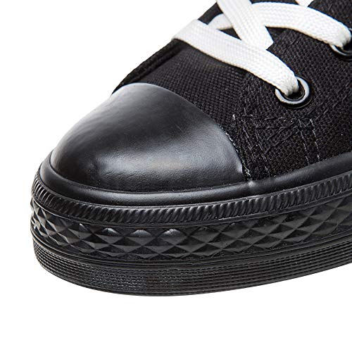 Jamron Chicas Mujer Moda Rodilla Alta con Cordones Botas de Lona Puro Negro Cremallera Botas de Danza Luminoso SN814 EU38.5 Jamron Chicas Mujer Moda Rodilla Alta con Cordones Botas de Lona Puro Negro Cremallera Botas de Danza Luminoso SN814 EU38.5