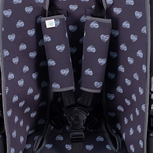 JANABEBE Funda Colchoneta para Cochecito + Arneses (Blue Heart) JANABEBE Funda Colchoneta para Cochecito + Arneses (Blue Heart)