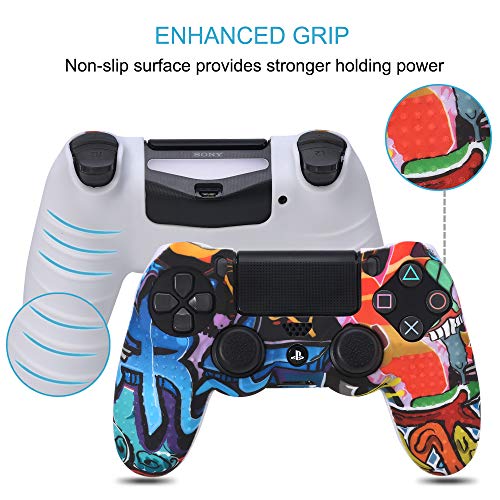 JANESAL Funda para Cubrir el Mando de PS4 con 8 Grips para Pulgares, Funda Antideslizante de Silicona, Carcasa Protectora para Mando de PS4 / Slim/Pro