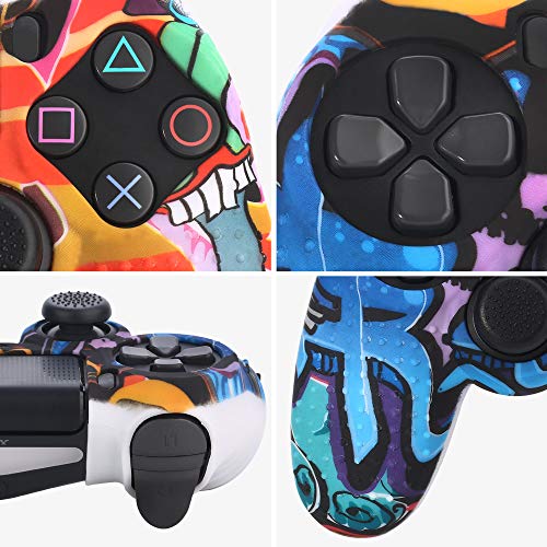 JANESAL Funda para Cubrir el Mando de PS4 con 8 Grips para Pulgares, Funda Antideslizante de Silicona, Carcasa Protectora para Mando de PS4 / Slim/Pro