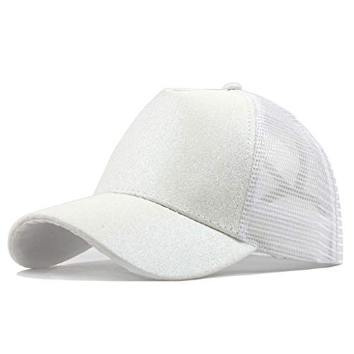 Janly Liquidación Venta Sombrero, Caballo Desordenado Bollos Camioneros Plain Baseball Visor Gorra Unisex Glitter Sombrero (Blanco)