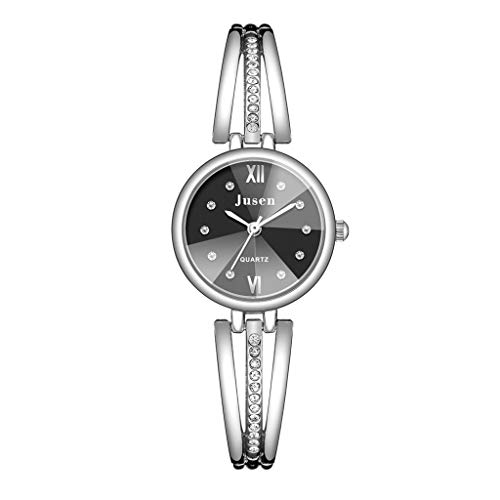 Janly - Reloj de pulsera para mujer, diseño simple con incrustaciones de aleación