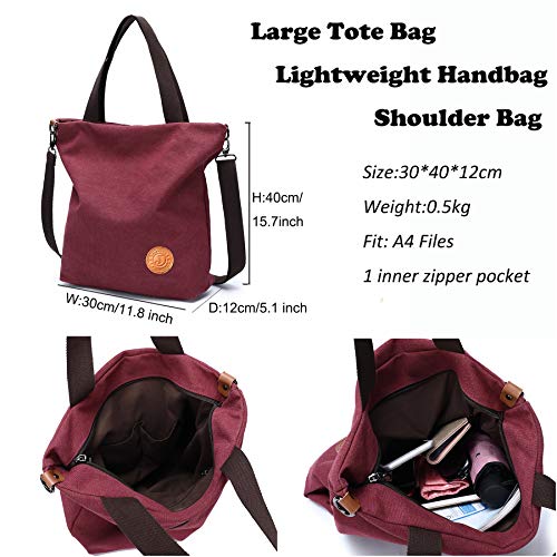 JANSBEN Bolsos Mujer,Bolsos Bandolera de Lona Casual Bolso de Hombro Grandes Mensajero Bolsa Shopper Tote Escuela JANSBEN Bolsos Mujer,Bolsos Bandolera de Lona Casual Bolso de Hombro Grandes Mensajero Bolsa Shopper Tote Escuela