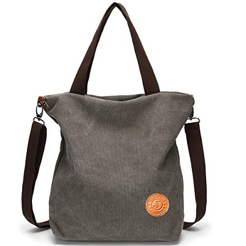 JANSBEN Bolsos Mujer,Bolsos Bandolera de Lona Casual Bolso de Hombro Grandes Mensajero Bolsa Shopper Tote Escuela