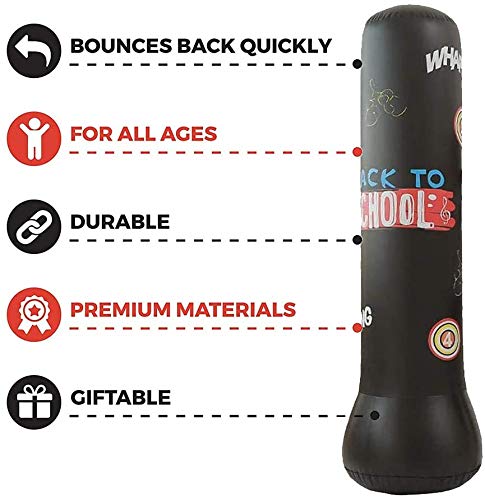 JanTeelGO Saco de Boxeo, Saco de Boxeo de pie de 160 cm para un Rebote inmediato para Practicar Karate, Taekwondo, Saco de Boxeo Inflable para niños y Adultos (Negro, 160cm) JanTeelGO Saco de Boxeo, Saco de Boxeo de pie de 160 cm para un Rebote inmediato para Practicar Karate, Taekwondo, Saco de Boxeo Inflable para niños y Adultos (Negro, 160cm)