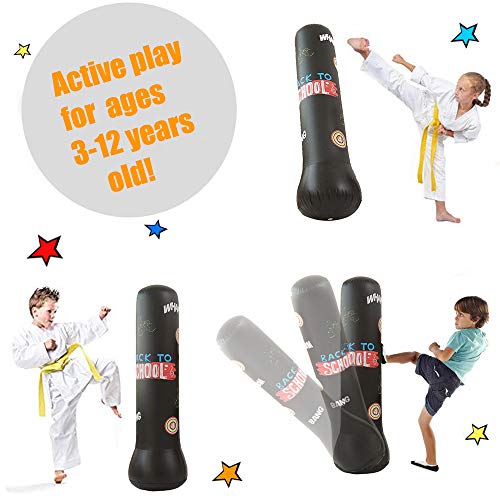 JanTeelGO Saco de Boxeo, Saco de Boxeo de pie para 120 cm un Rebote inmediato para Practicar Karate, Taekwondo y para aliviar la energía acumulada (Negro, 120cm)