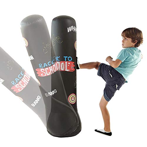 JanTeelGO Saco de Boxeo, Saco de Boxeo de pie para 120 cm un Rebote inmediato para Practicar Karate, Taekwondo y para aliviar la energía acumulada (Negro, 120cm)