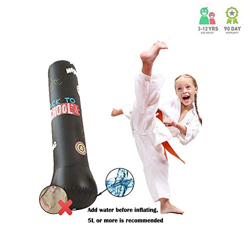 JanTeelGO Saco de Boxeo, Saco de Boxeo de pie para 120 cm un Rebote inmediato para Practicar Karate, Taekwondo y para aliviar la energía acumulada (Negro, 120cm)