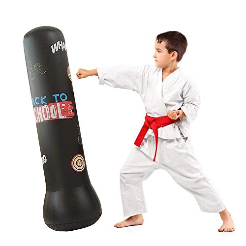 JanTeelGO Saco de Boxeo, Saco de Boxeo de pie para 120 cm un Rebote inmediato para Practicar Karate, Taekwondo y para aliviar la energía acumulada (Negro, 120cm)