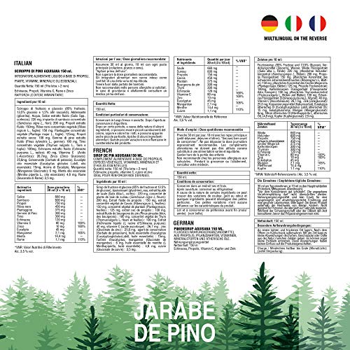 Jarabe de Pino - Aquisana | Jarabe con Equinacea + Propóleo +Vitaminas | Ayuda a reducir la Tos-libre de alérgenos - (150 ML) Jarabe de Pino - Aquisana | Jarabe con Equinacea + Propóleo +Vitaminas | Ayuda a reducir la Tos-libre de alérgenos - (150 ML)