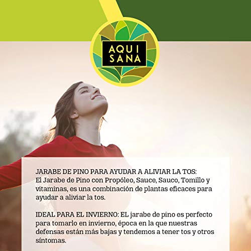 Jarabe de Pino - Aquisana | Jarabe con Equinacea + Propóleo +Vitaminas | Ayuda a reducir la Tos-libre de alérgenos - (150 ML)