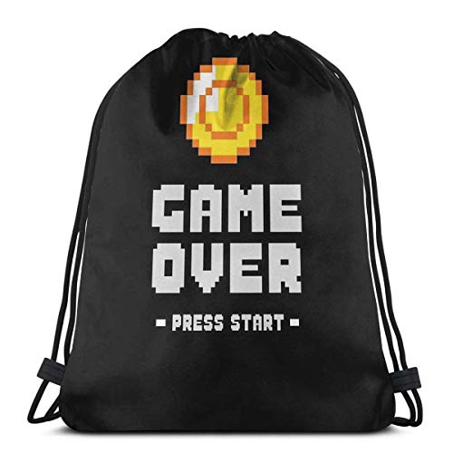 Jard-Baby Game Over Press Start Insert Coin to Play Retro Cool Sport Sackpack Mochila con cordón Saco de Bolsa de Gimnasio Jard-Baby Game Over Press Start Insert Coin to Play Retro Cool Sport Sackpack Mochila con cordón Saco de Bolsa de Gimnasio