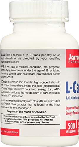 Jarrow Formulas L-Carnitine, 500mg - 50 caps - 50 Cápsulas