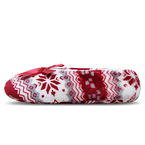 JARSEEN - Calcetines para mujer con forro suave y cálido con suela antideslizante ABS para el hogar Copo de nieve rojo. 39-42