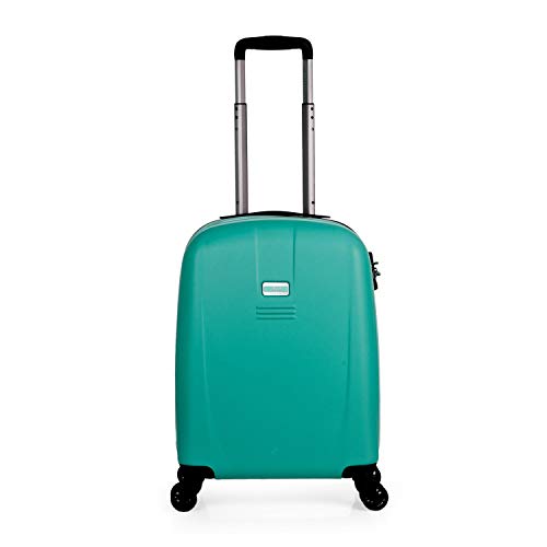 JASLEN - Maleta Pequeña de Viaje Cabina 55x40x20 4 Ruedas Trolley ABS. Equipaje de Mano. Rígida Fuerte Duradera y Ligera. Candado TSA Marca. 56550, Color Aguamarina-Plata